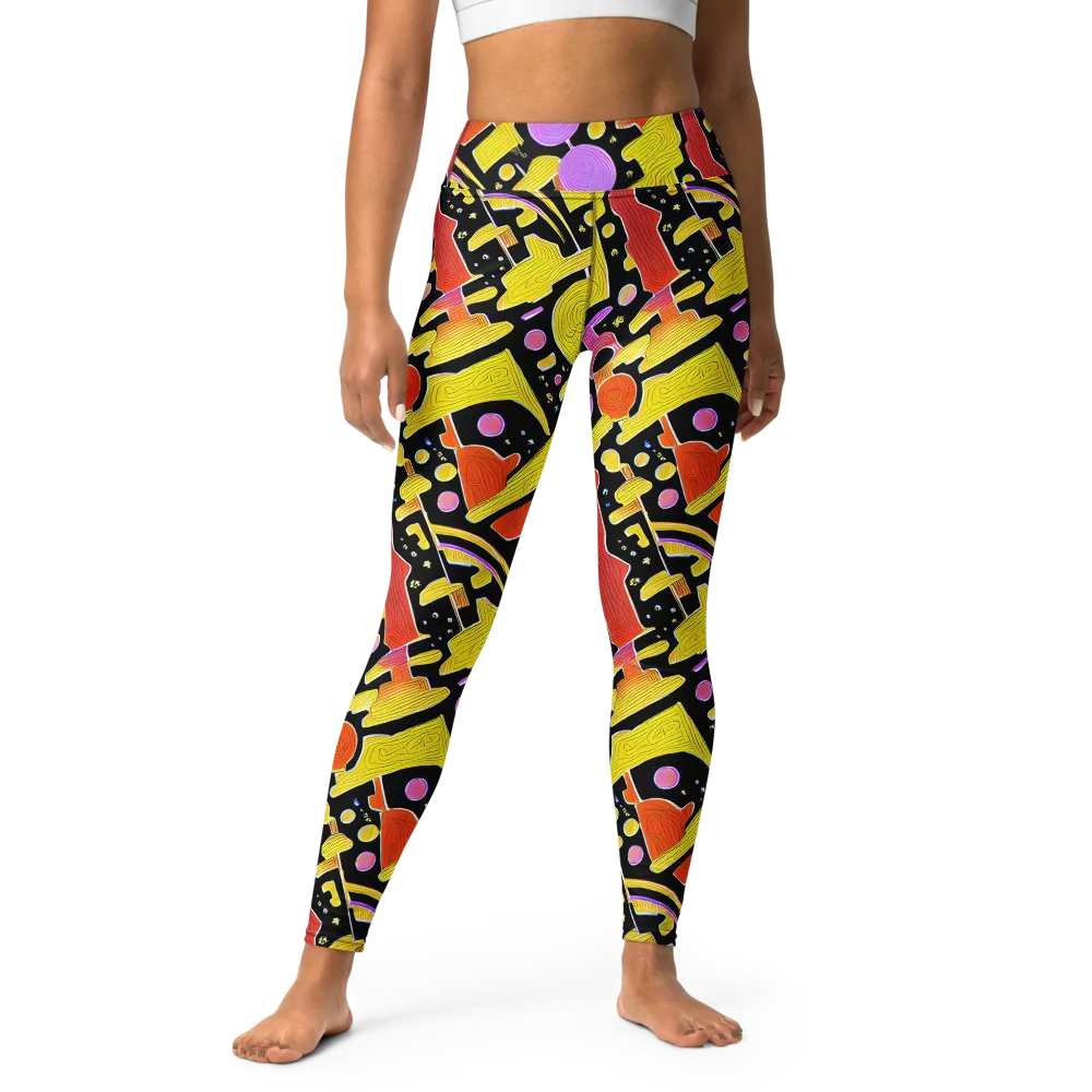 Cosmic Mushroom on Yoga Leggings — Front