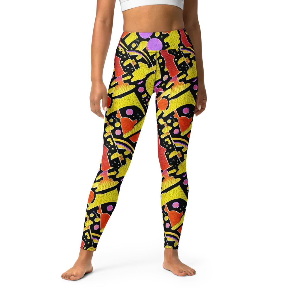Cosmic Mushroom on Yoga Leggings — Front