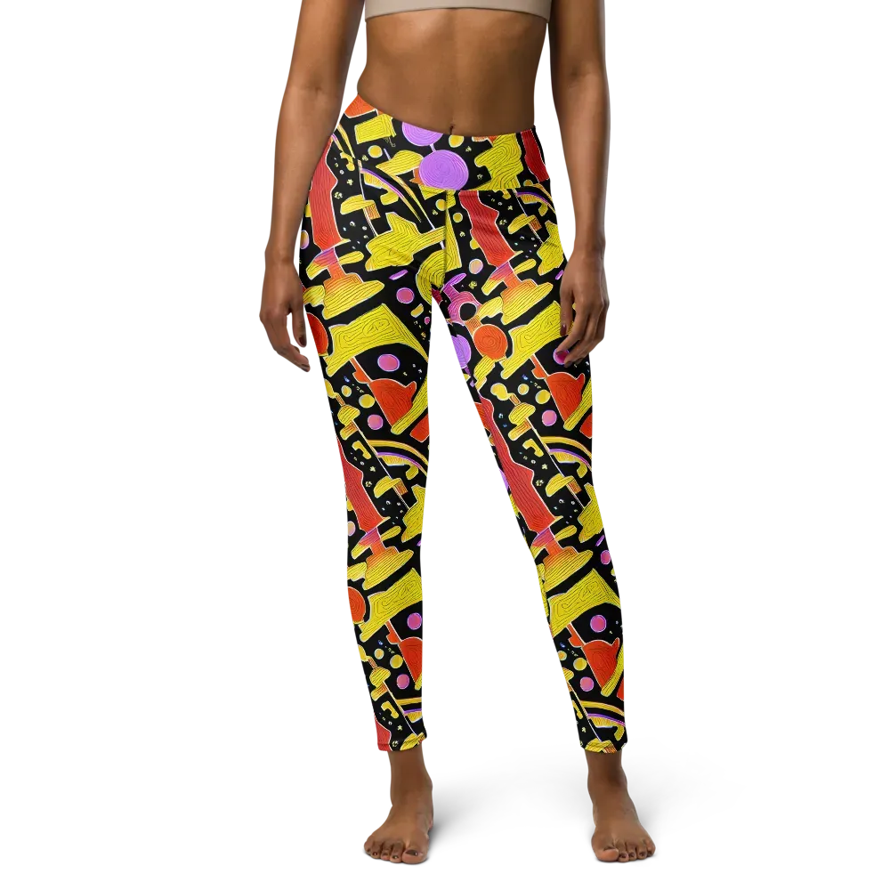 Cosmic Mushroom on Yoga Leggings — Front