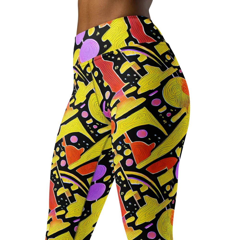 Cosmic Mushroom on Yoga Leggings — Left Front