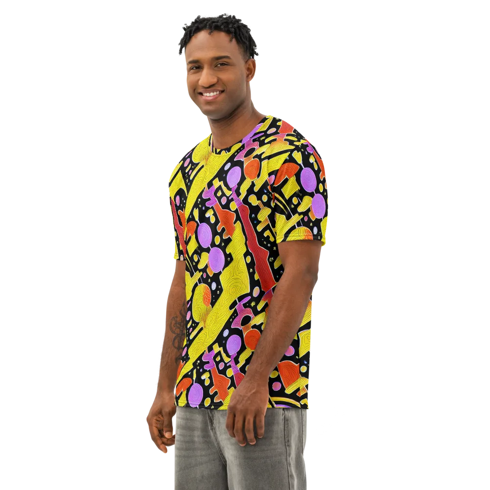 Cosmic Mushroom on Men's Cotton Crew Neck T-Shirt — Left Front