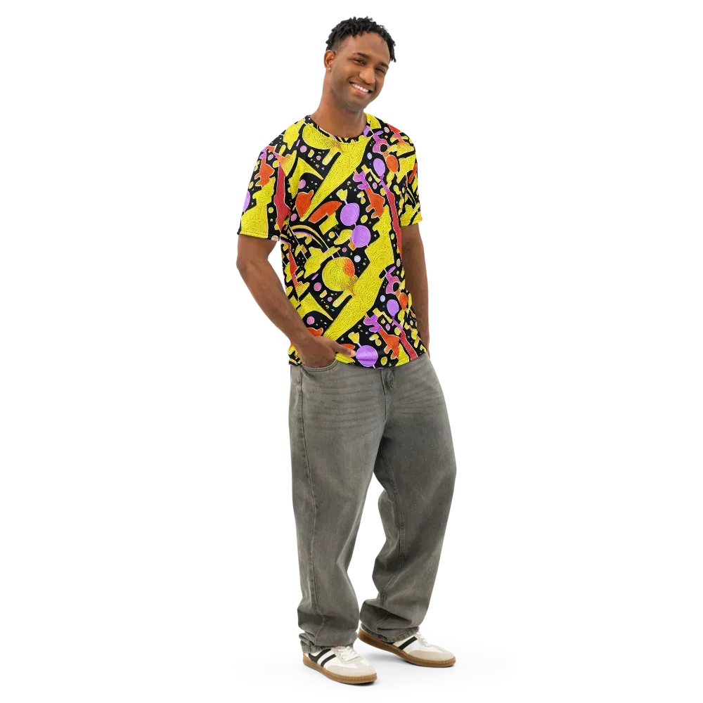 Cosmic Mushroom on Men's Cotton Crew Neck T-Shirt — Right Front