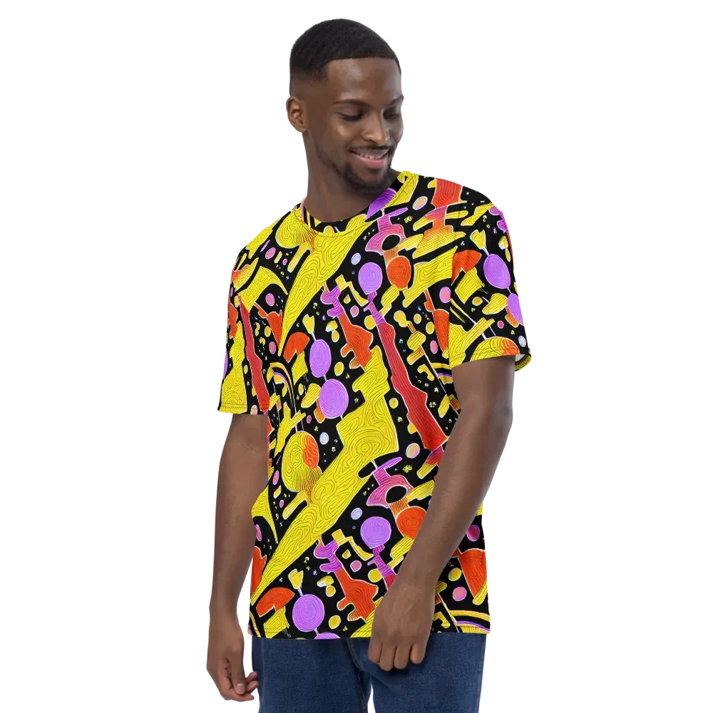 Cosmic Mushroom on Men's Crew Neck T-Shirt — Left