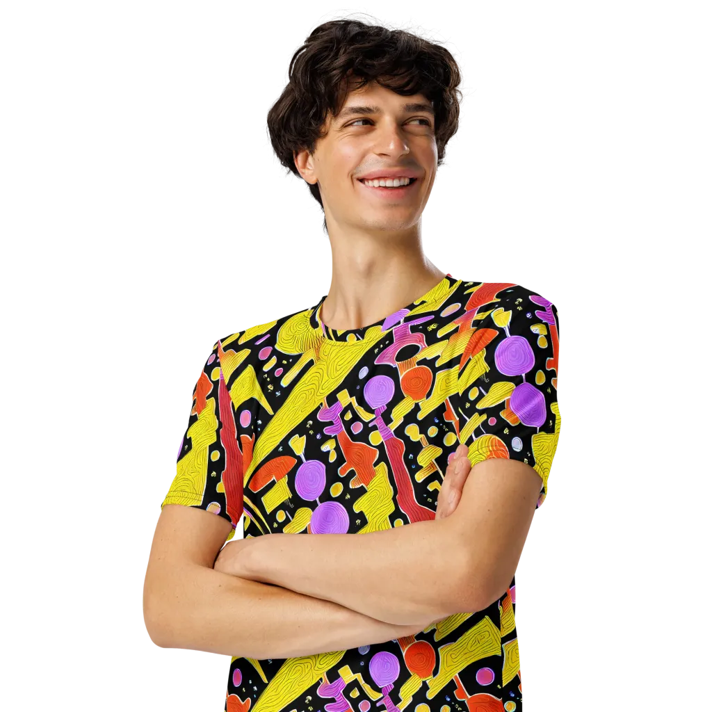 Cosmic Mushroom on Men's Crew Neck T-Shirt — Left Front