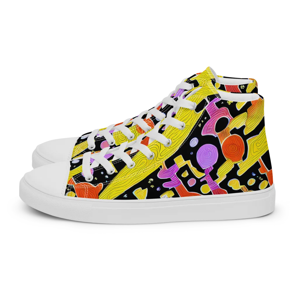 Cosmic Mushroom on Men's High Top Canvas Shoes — Left