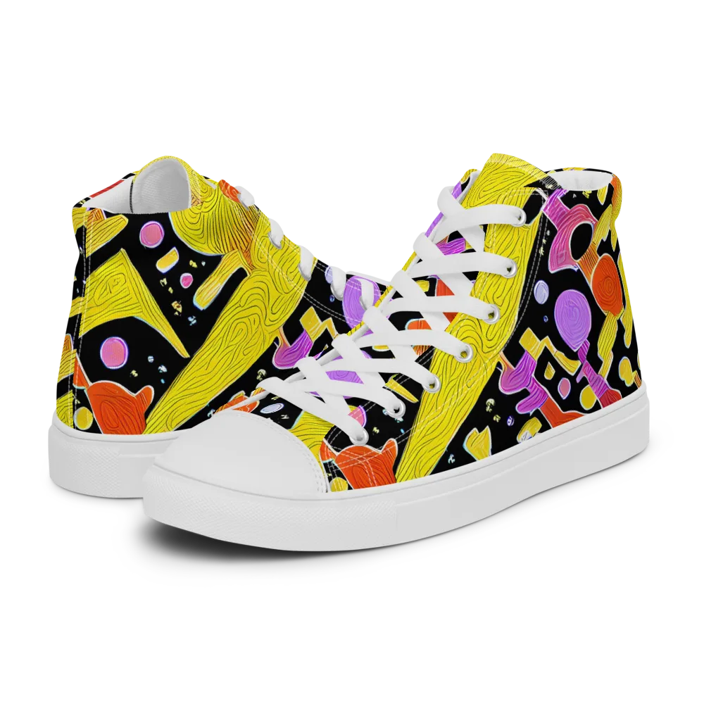 Cosmic Mushroom on Men's High Top Canvas Shoes — Left