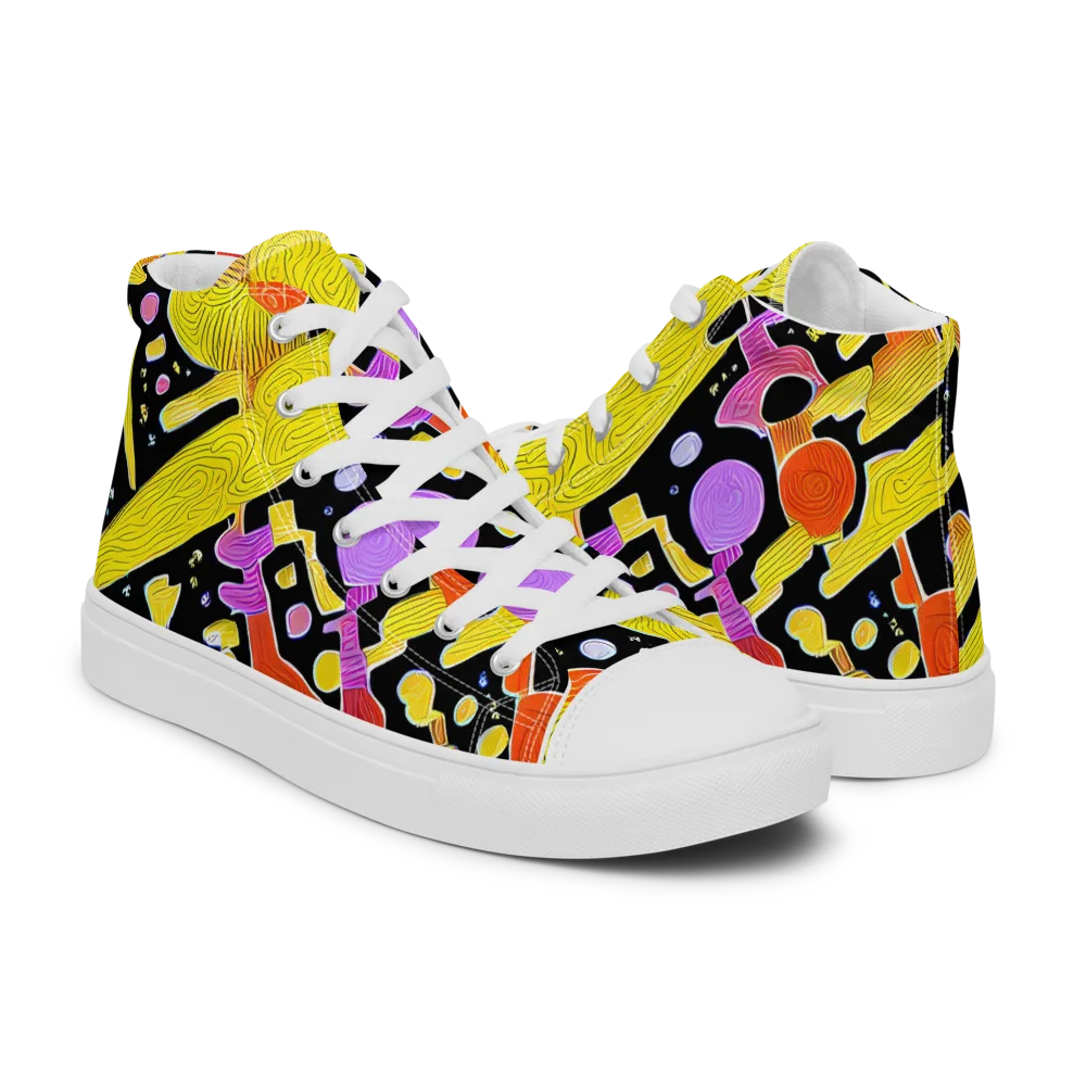 Cosmic Mushroom on Men's High Top Canvas Shoes — Right