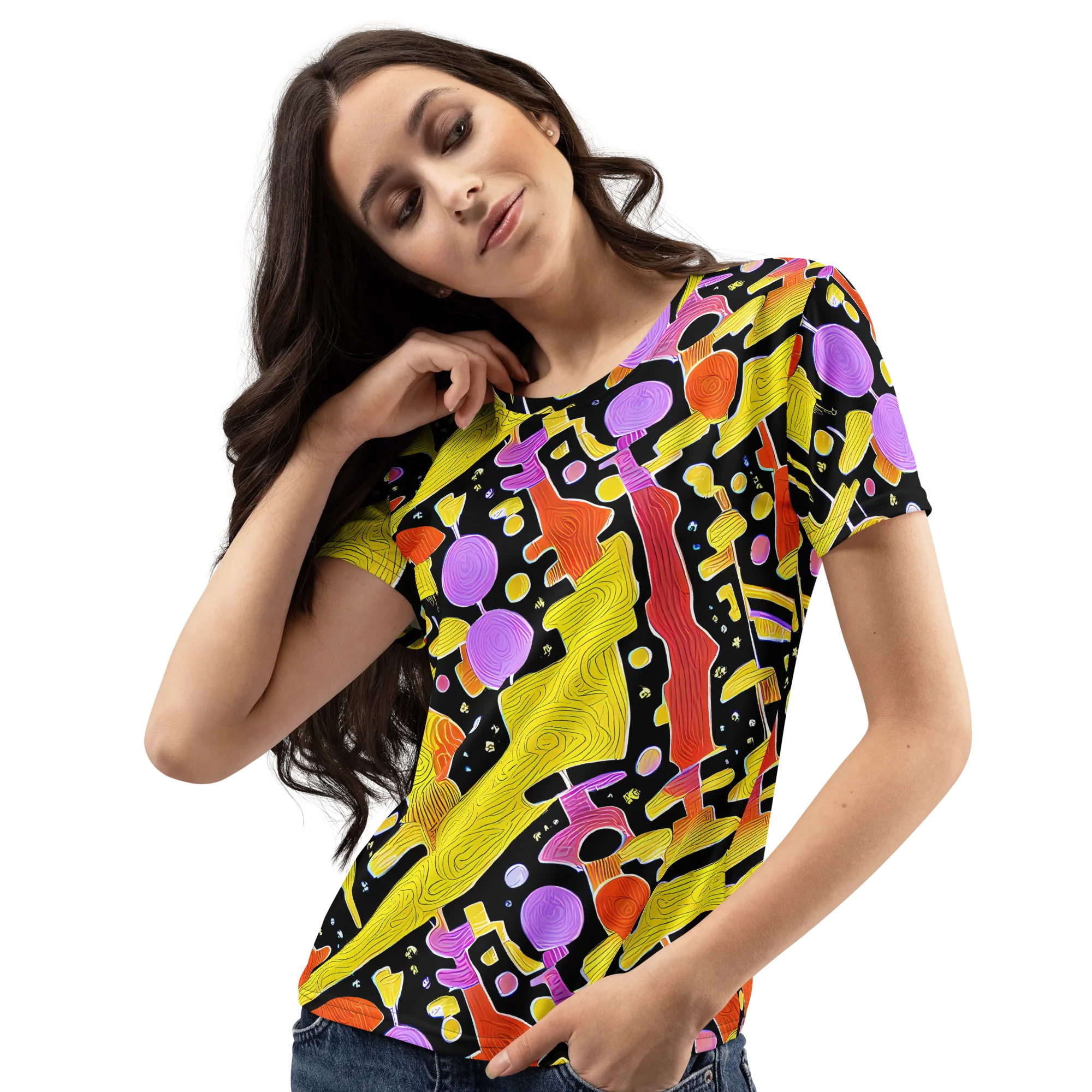 Cosmic Mushroom on Women's Crew Neck T-Shirt — Left Front