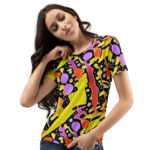 Cosmic Mushroom on a Women's Crew Neck T-Shirt