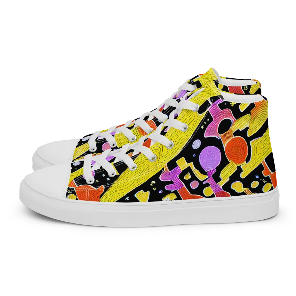 Cosmic Mushroom on Women's High Top Canvas Shoes — Left