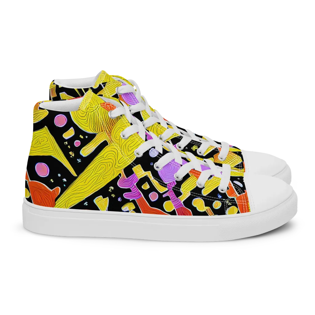 Cosmic Mushroom on Women's High Top Canvas Shoes — Right