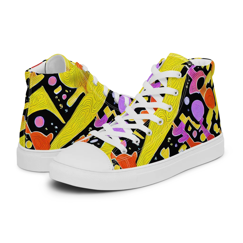 Cosmic Mushroom on Women's High Top Canvas Shoes — Left