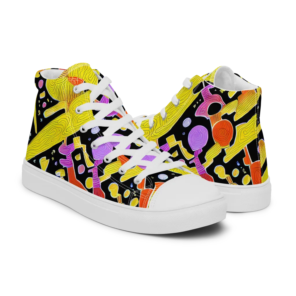 Cosmic Mushroom on Women's High Top Canvas Shoes — Right