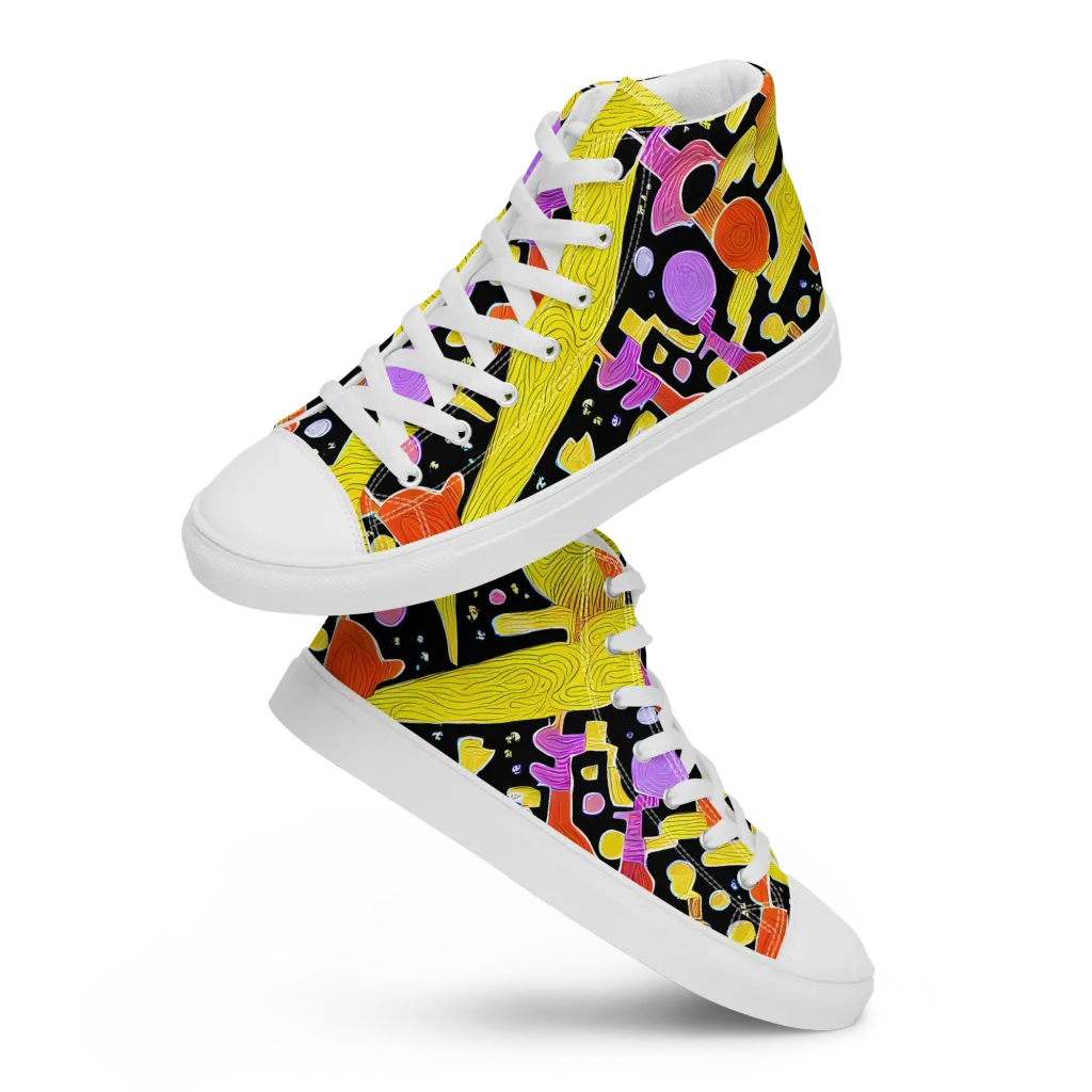 Cosmic Mushroom on Women's High Top Canvas Shoes — Front