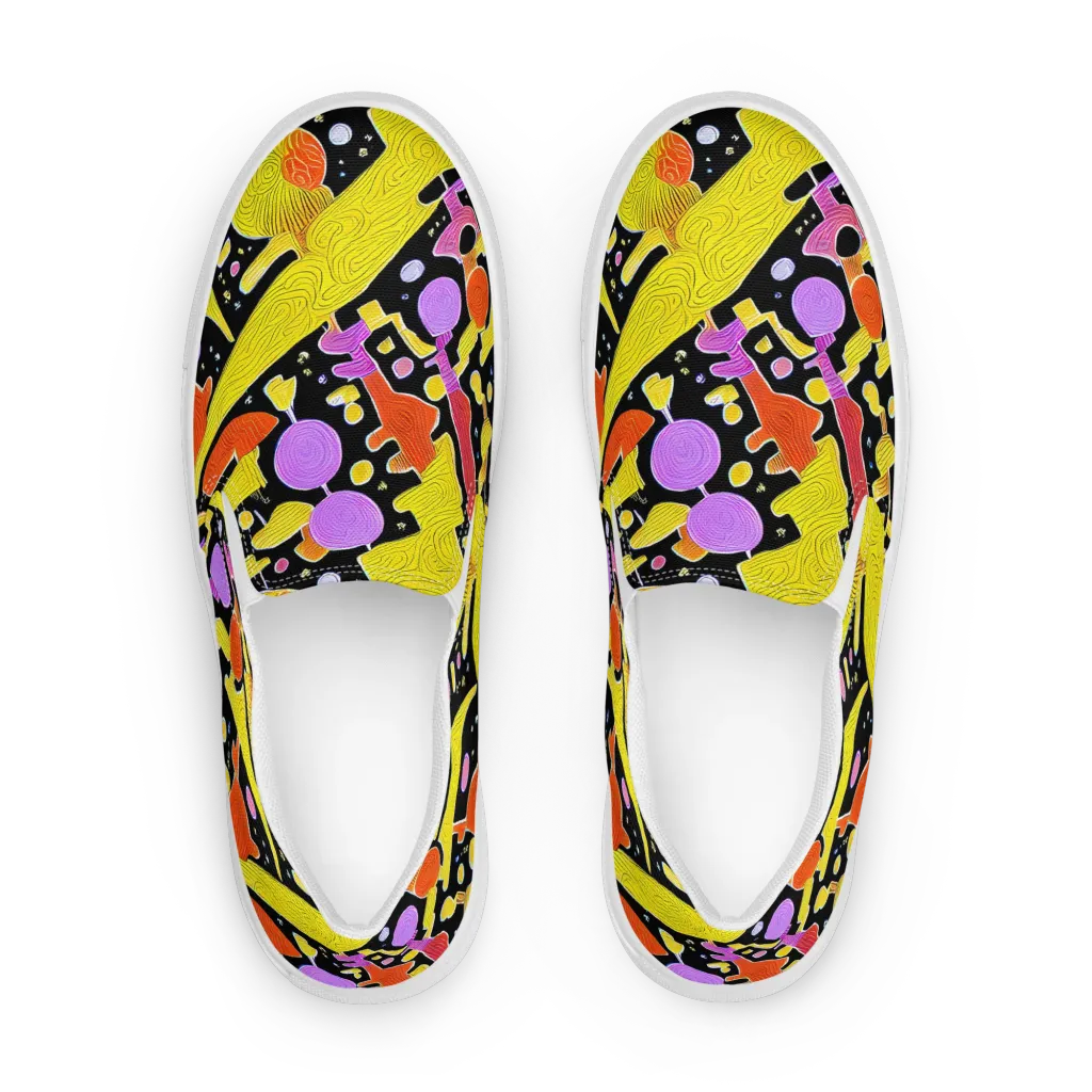 Cosmic Mushroom on Men's Slip-On Canvas Shoes — Front