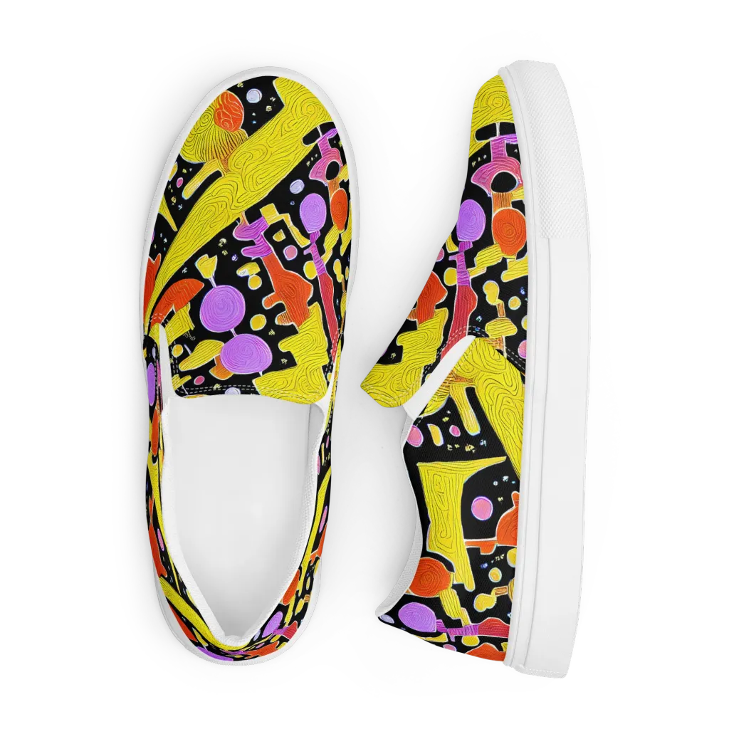 Cosmic Mushroom on Men's Slip-On Canvas Shoes — Front