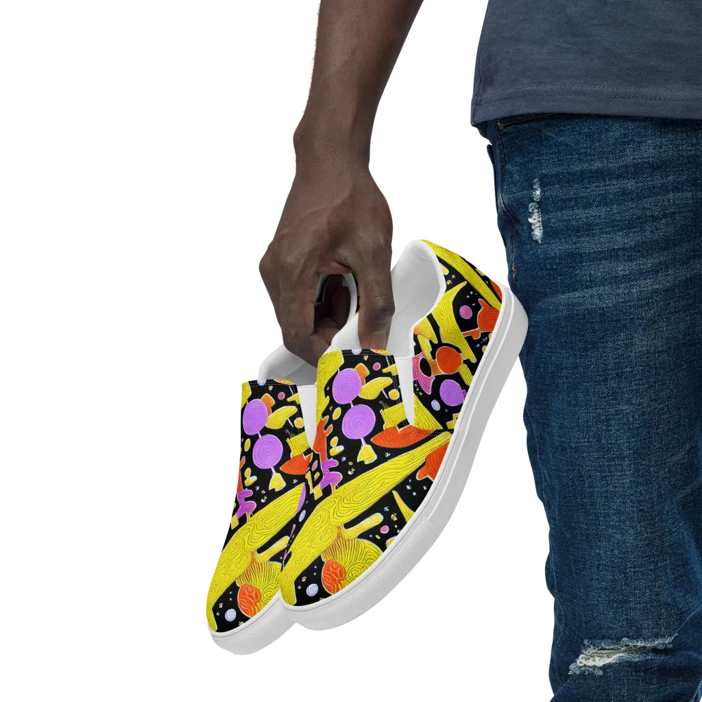 Cosmic Mushroom on Men's Slip-On Canvas Shoes — Left Front