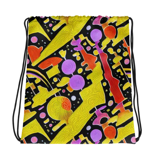 Cosmic Mushroom on a Drawstring Bag