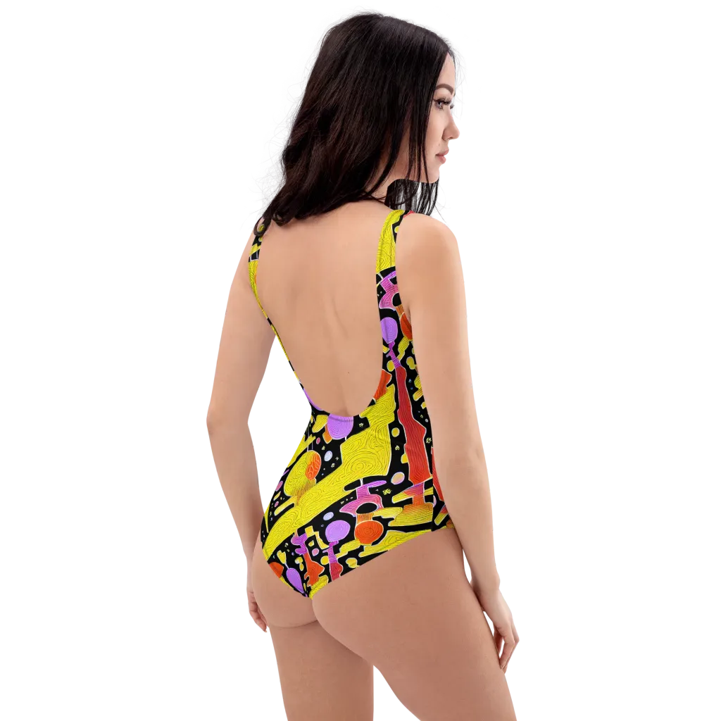 Cosmic Mushroom on One-Piece Swimsuit — Right Back