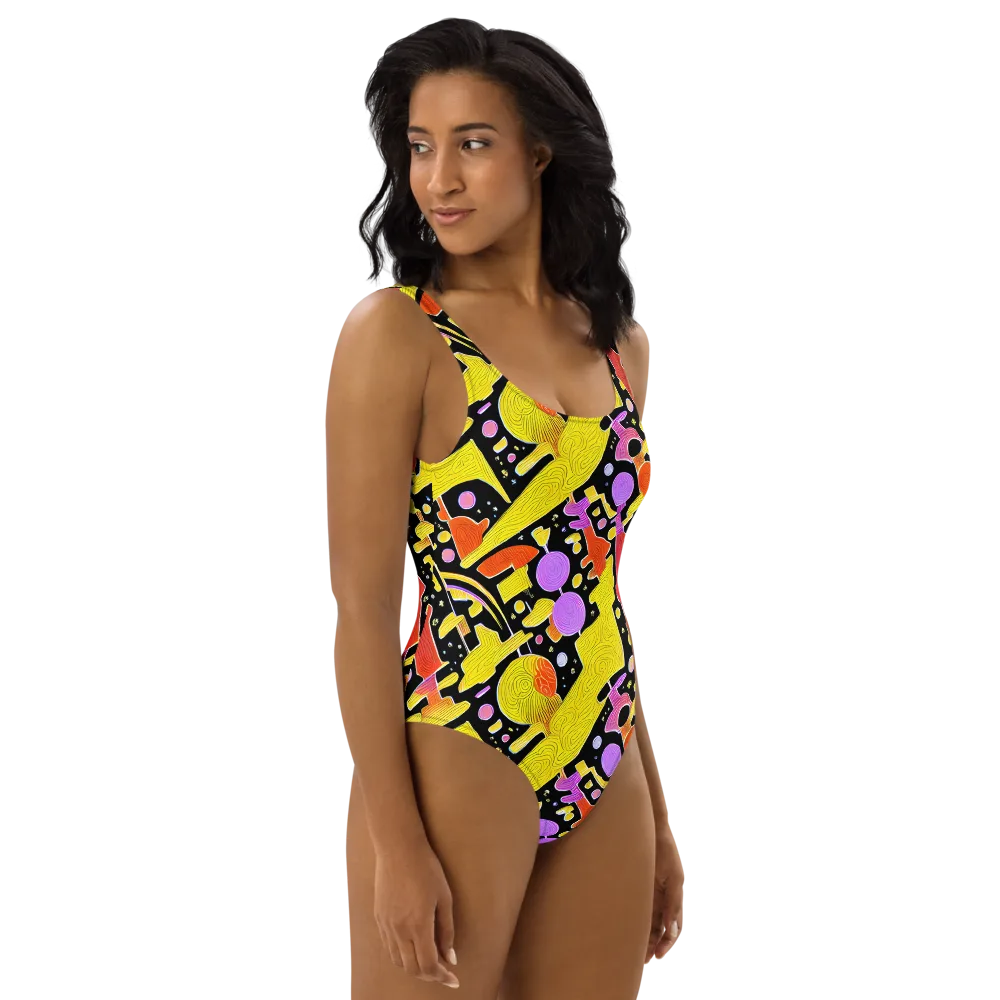 Cosmic Mushroom on One-Piece Swimsuit — Right