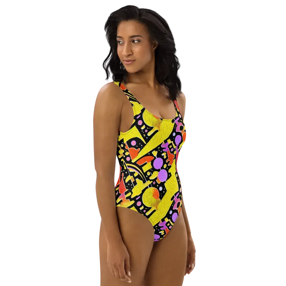 Cosmic Mushroom on One-Piece Swimsuit — Right
