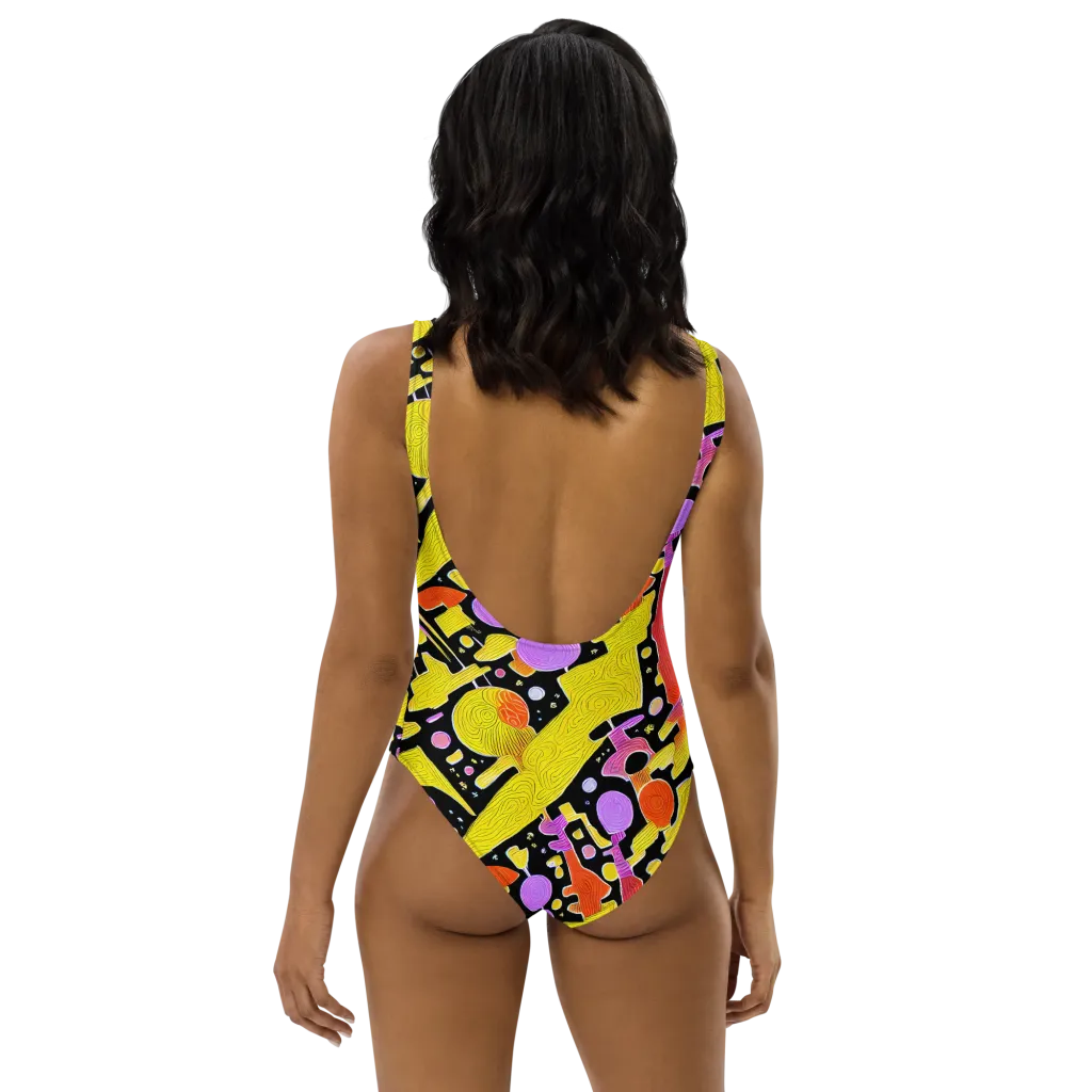 Cosmic Mushroom on One-Piece Swimsuit — Back