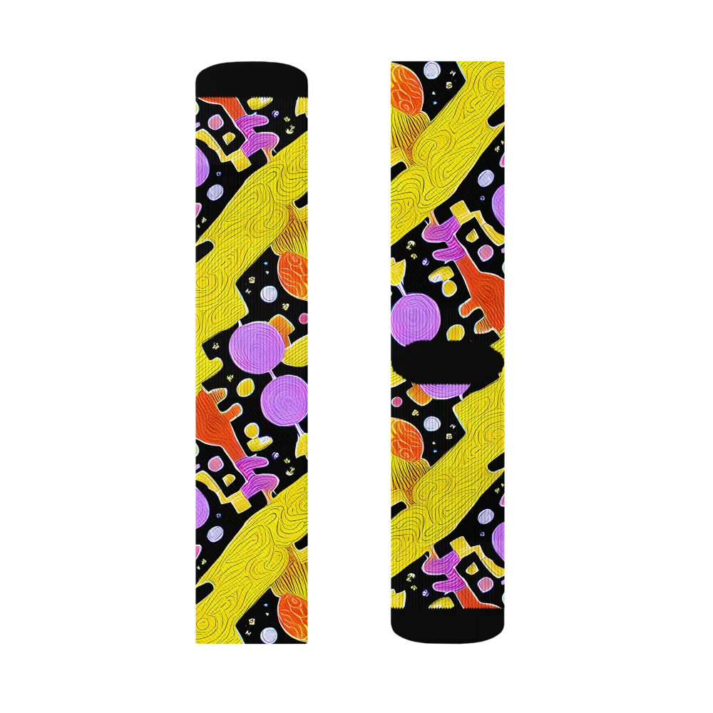 Cosmic Mushroom on Socks — Left Sock