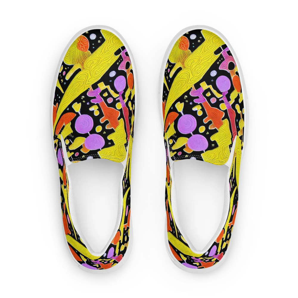 Cosmic Mushroom on Women's Slip-On Canvas Shoes — Front