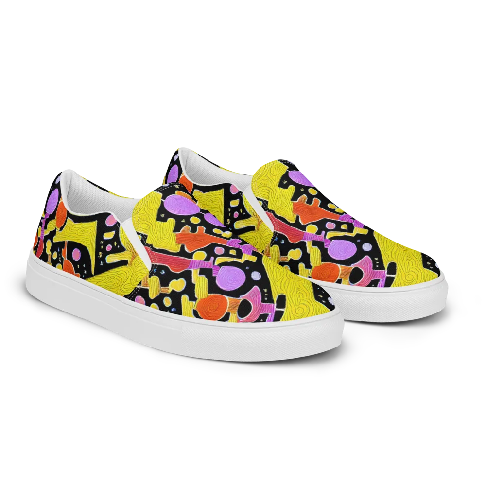 Cosmic Mushroom on Women's Slip-On Canvas Shoes — Right Front