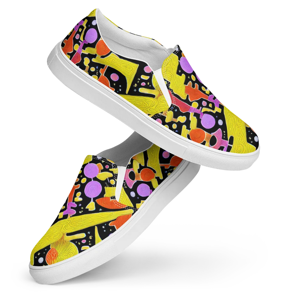 Cosmic Mushroom on Women's Slip-On Canvas Shoes — Front