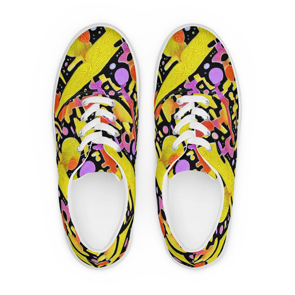Cosmic Mushroom on Men's Lace-Up Canvas Shoes — Front