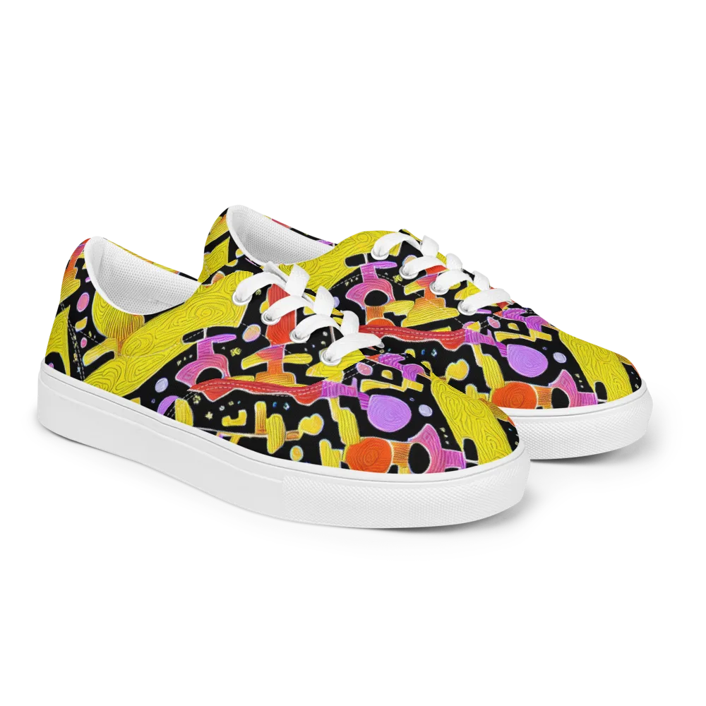 Cosmic Mushroom on Men's Lace-Up Canvas Shoes — Right Front