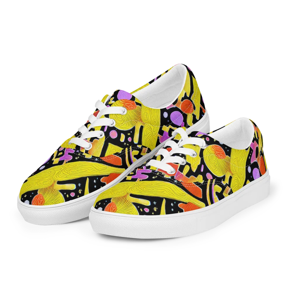 Cosmic Mushroom on Men's Lace-Up Canvas Shoes — Left Front