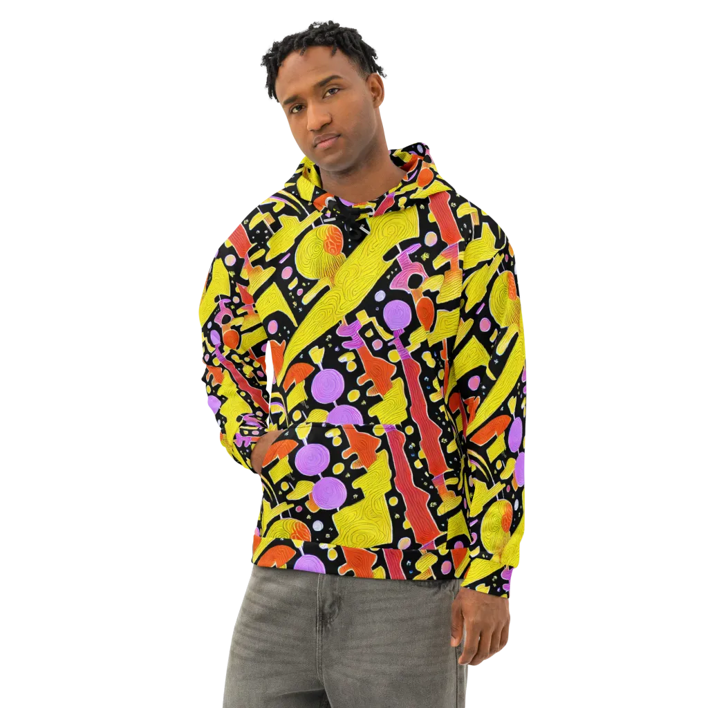 Cosmic Mushroom on Cotton Hoodie — Left Front