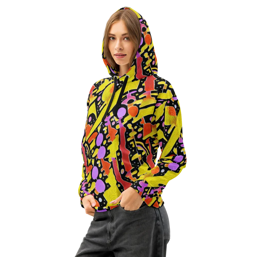 Cosmic Mushroom on Cotton Hoodie — Left Front