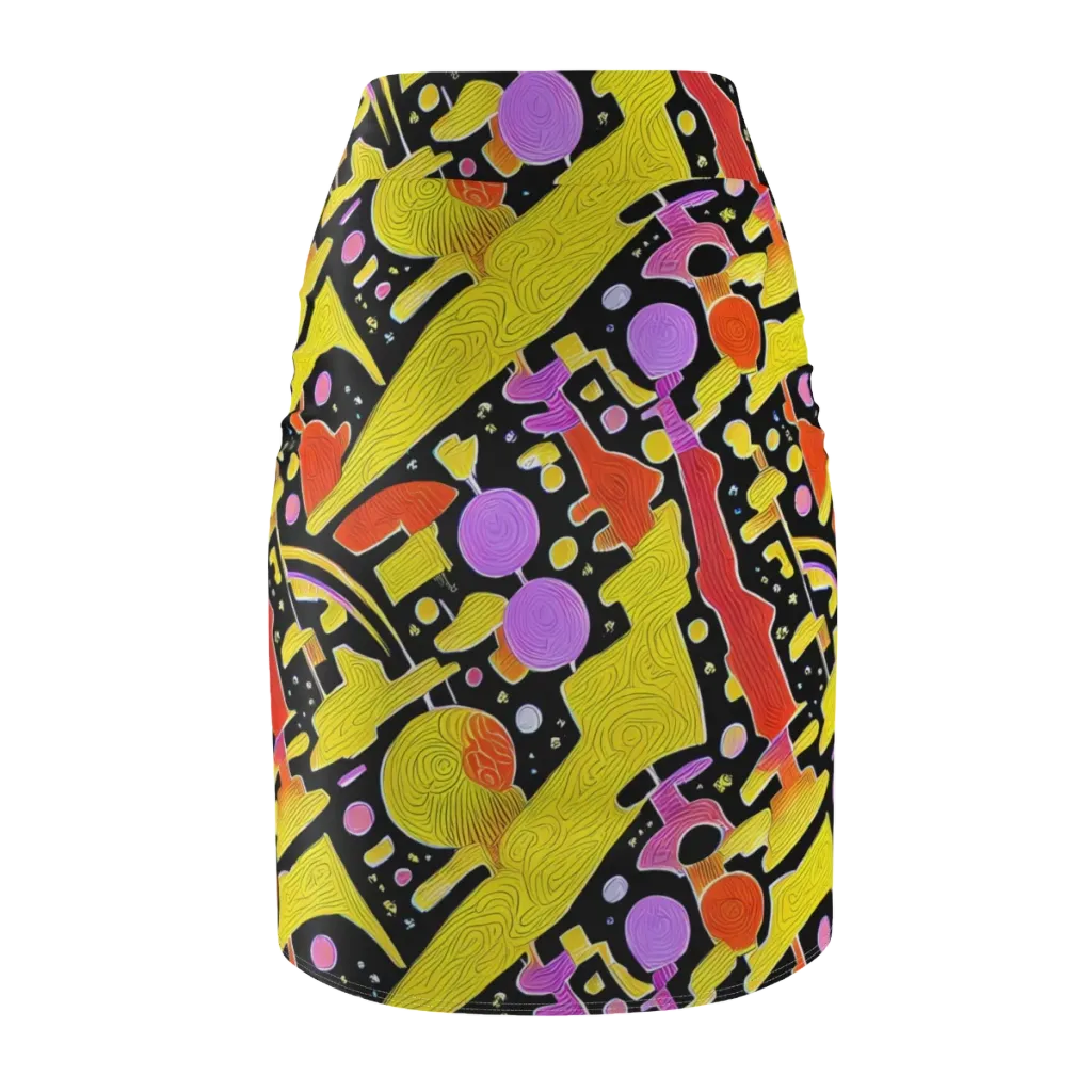 Cosmic Mushroom on Pencil Skirt — Back