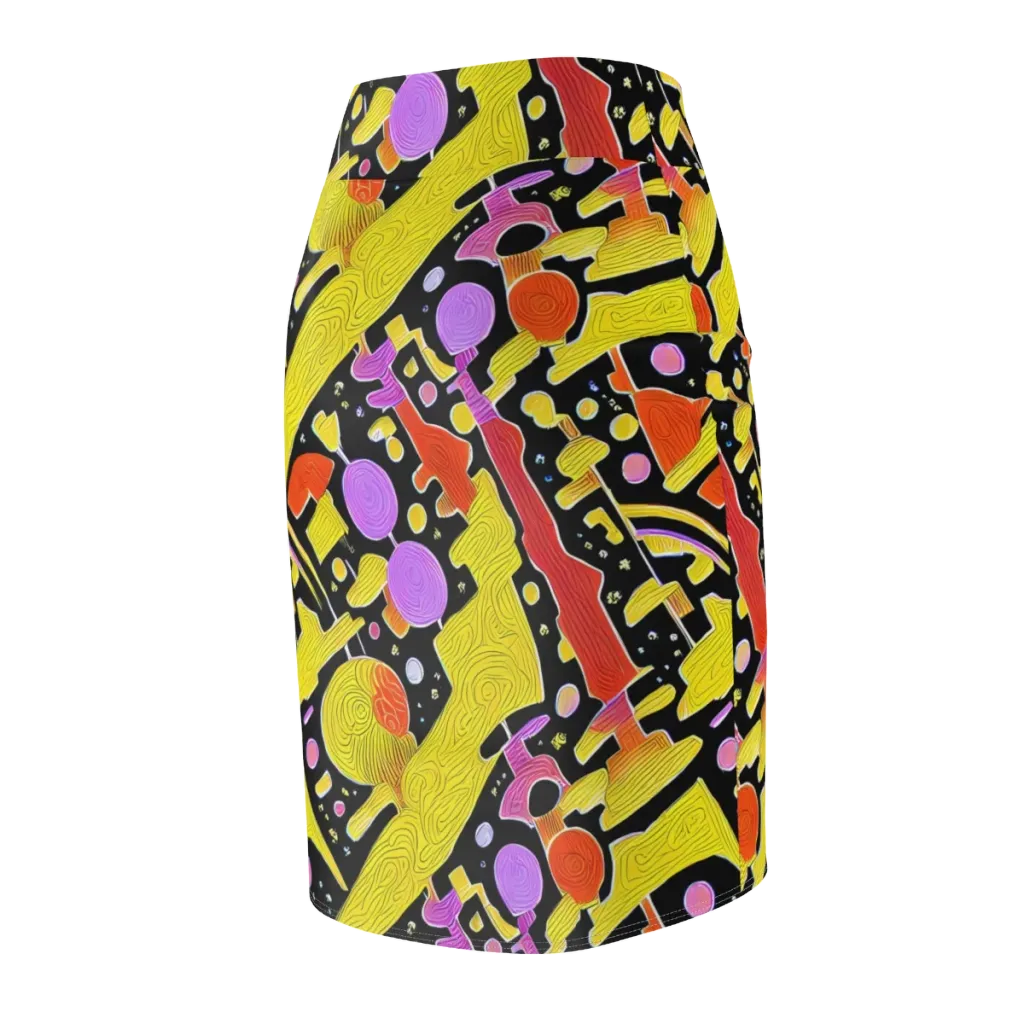 Cosmic Mushroom on Pencil Skirt — Back Side
