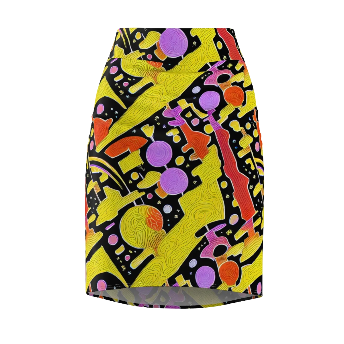 Cosmic Mushroom on Pencil Skirt — Front