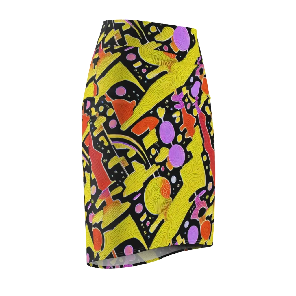 Cosmic Mushroom on Pencil Skirt — Front Side