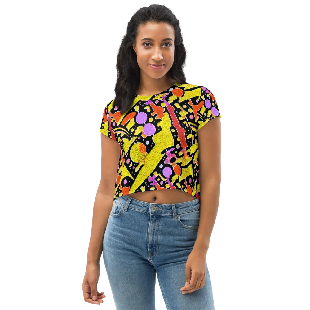 Cosmic Mushroom on Crop Tee — Front