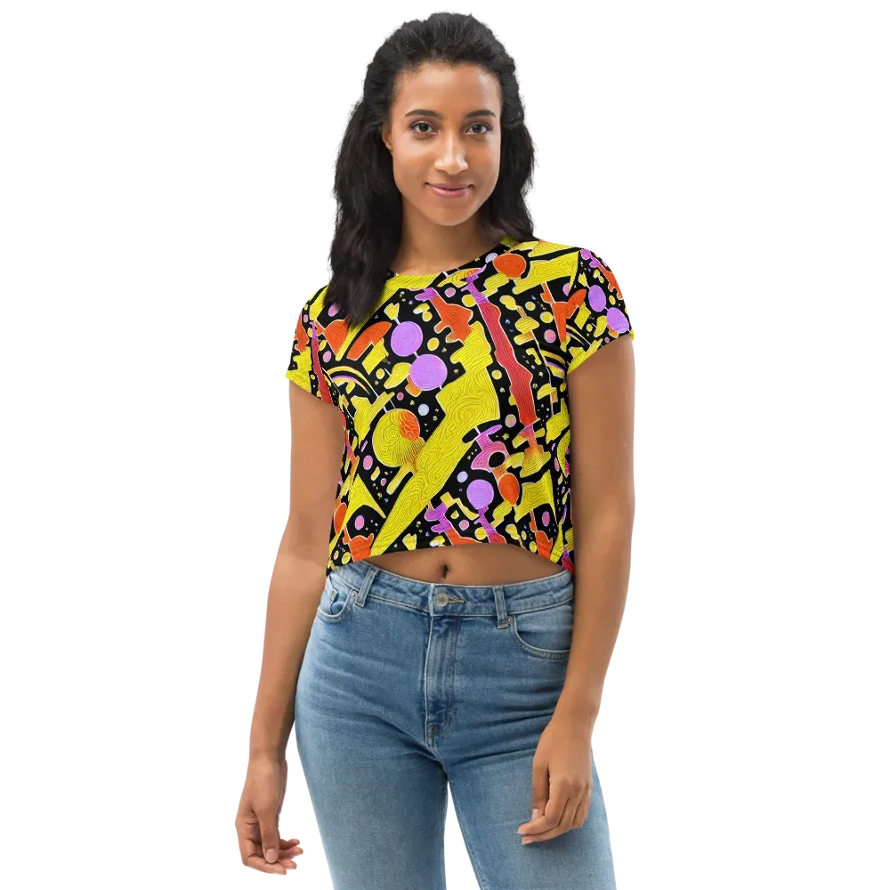 Cosmic Mushroom on Crop Tee — Front