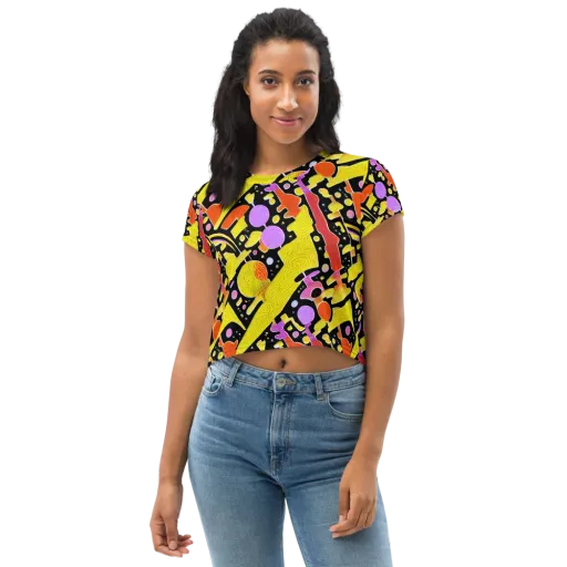 Cosmic Mushroom on a Crop Tee