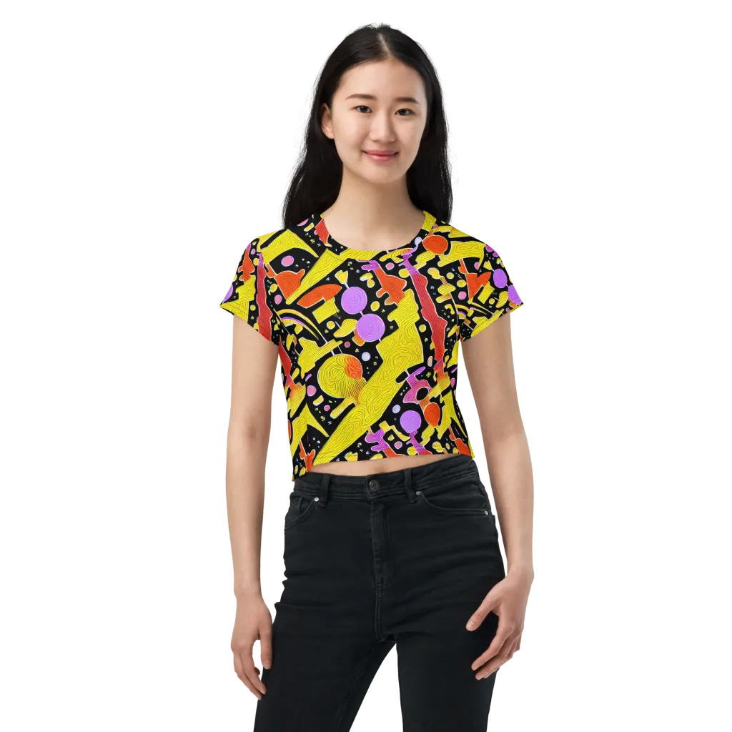 Cosmic Mushroom on Crop Tee — Front