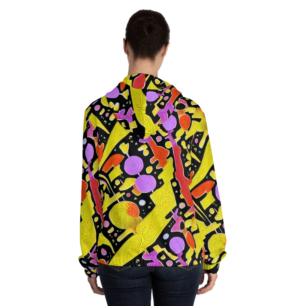 Cosmic Mushroom on Women's Full-Zip Hoodie — Back On Person