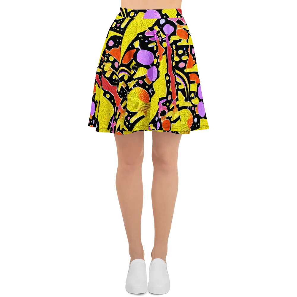 Cosmic Mushroom on Skater Skirt — Front