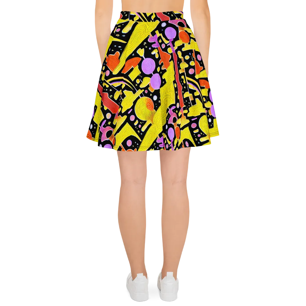 Cosmic Mushroom on Skater Skirt — Back