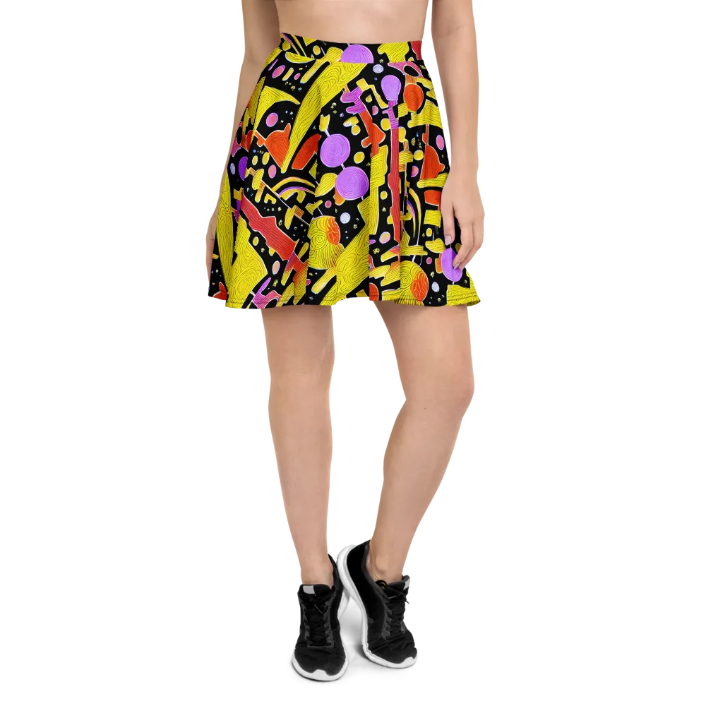 Cosmic Mushroom on Skater Skirt — Front