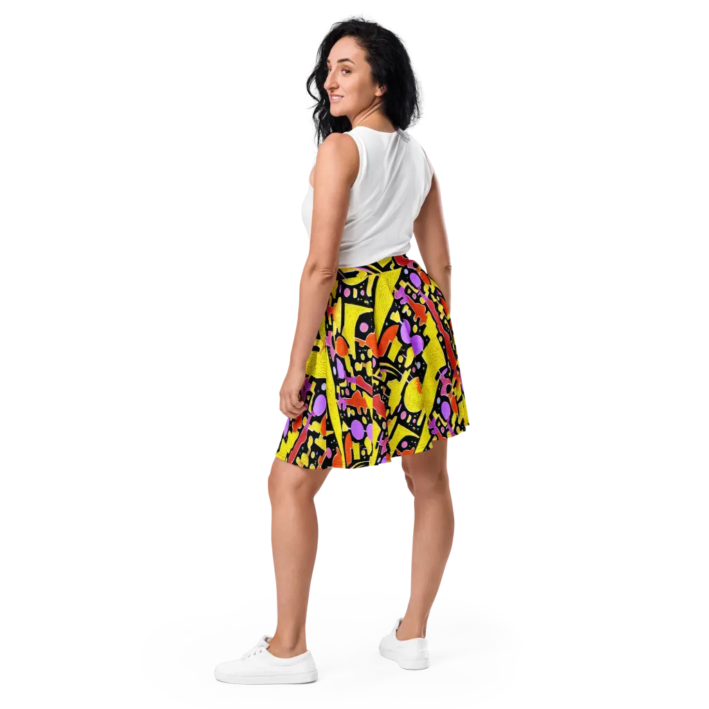 Cosmic Mushroom on Skater Skirt — Back
