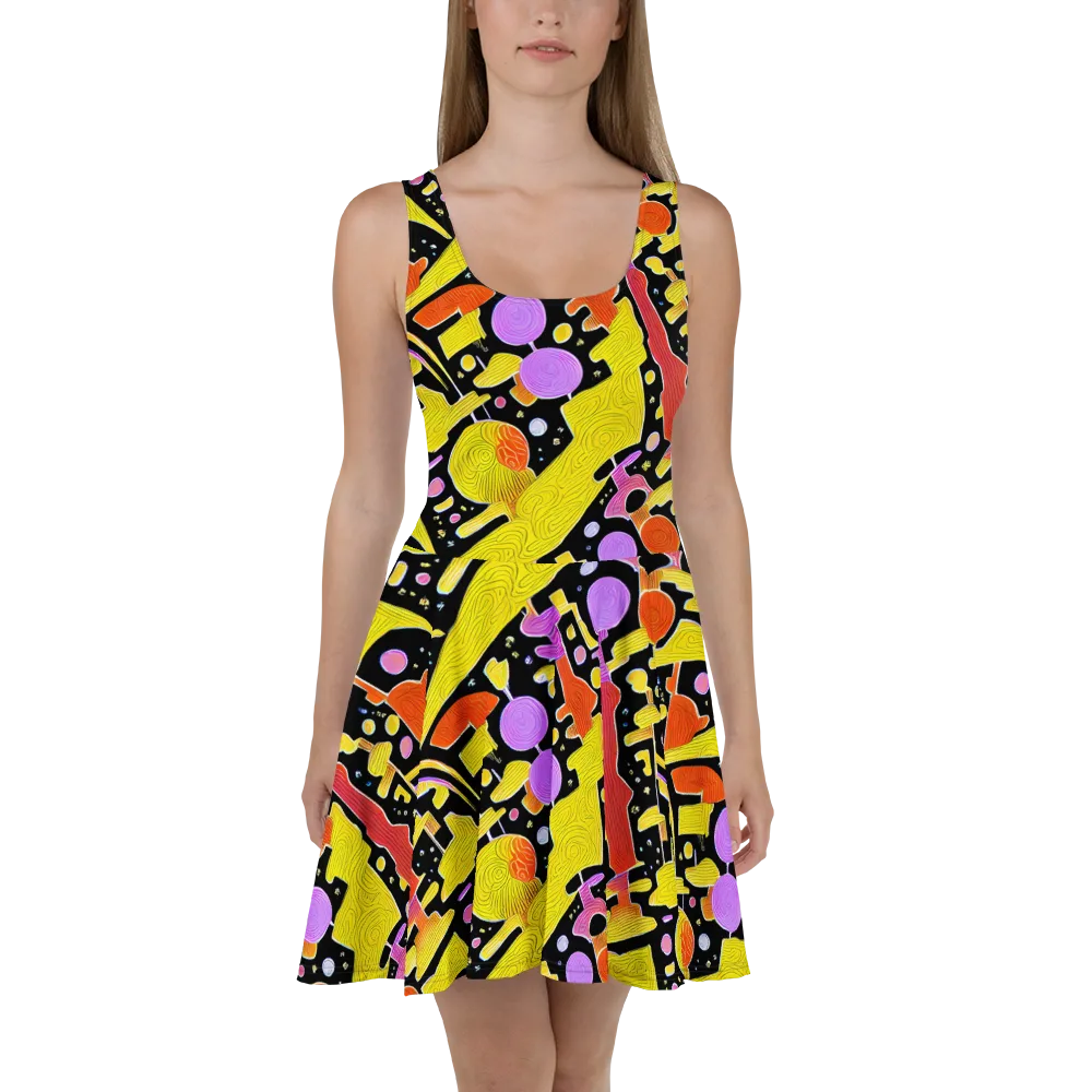 Cosmic Mushroom on Skater Dress — Front