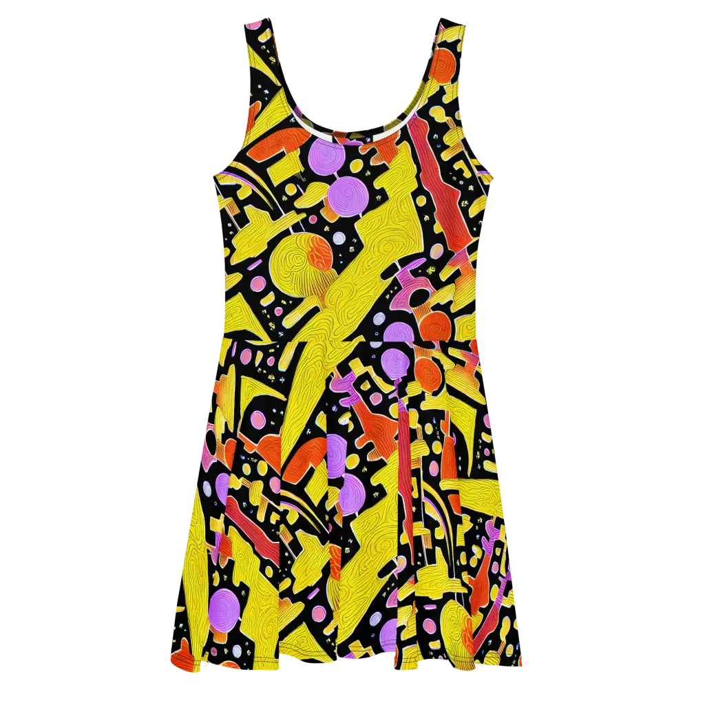 Cosmic Mushroom on Skater Dress — Front